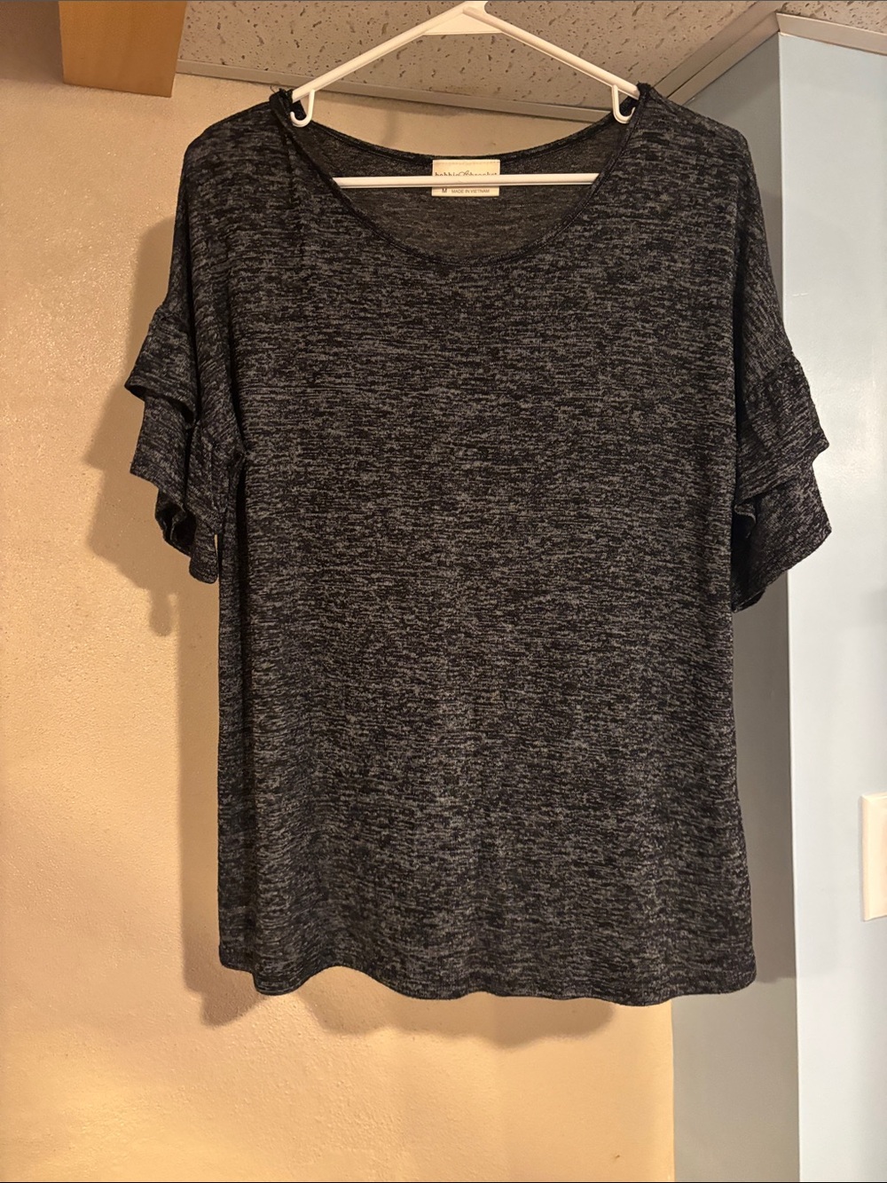 Bobbie Brooks Charcoal Heather Ruffle Sleeve Tee